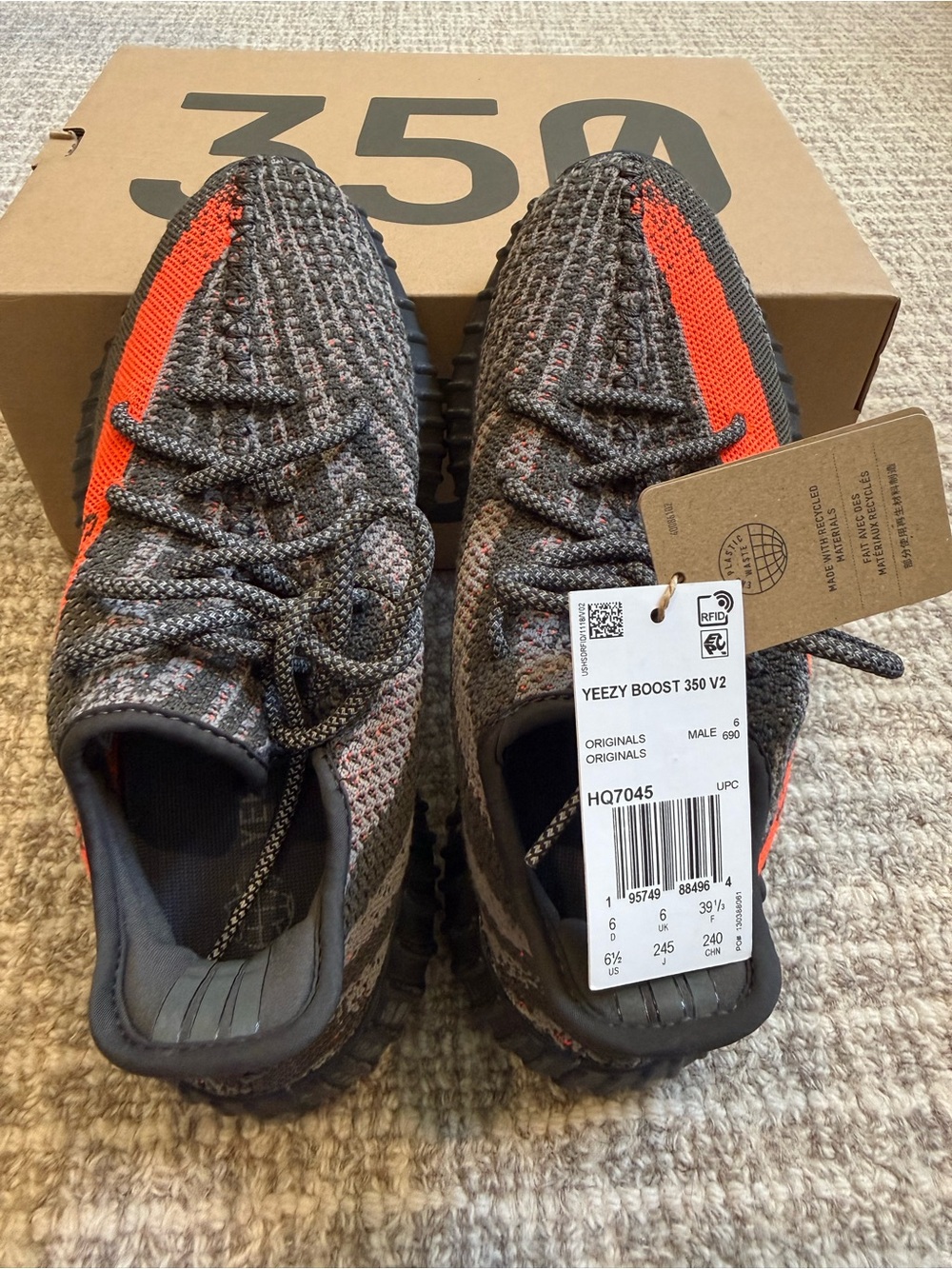 Yeezy Boost 350 V2 Gray with Orange Stripe